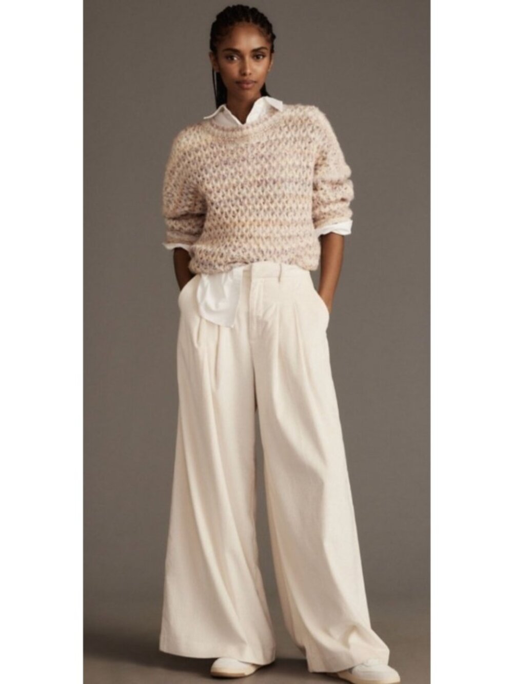 NEW Anthropologie Maeve the Avery Pleated Wide-Leg Corduroy High-Rise Pants 8